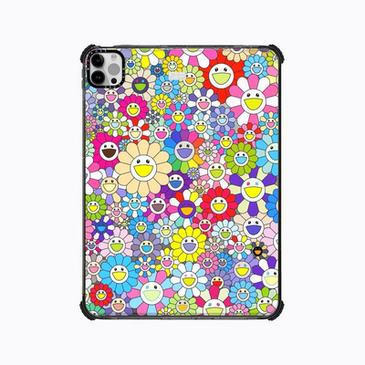 MIAIKOSS白色笑脸太阳花彩色满印适用苹果iPad Pro11寸平板电脑mini7/6保护套ipad10/11代防摔壳13/12.9 air8