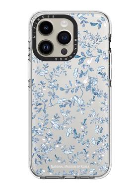 CASi白框联名nmk博物馆蓝色小碎花珍珠贝母适用iPhone15Promax苹果17手机壳潮牌14防摔套13个性12女16艺术新