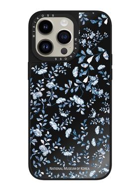 MIAIKOSS/妙吻镜面联名nmk博物馆蓝色小碎花珍珠贝母适用iPhone15Promax苹果17手机壳潮牌14防摔套13个性女16