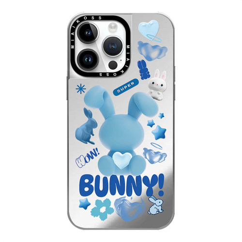 MIAIKOSS/妙吻电镀银框联名bunny兔子头像适用iPhone16Promax苹果手机壳15潮牌14防摔套13个性12女11精致磁吸