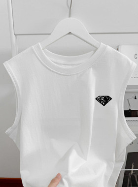 2024新款复古潮流印花无袖男女宽松运动健身美式背心M4108特p18