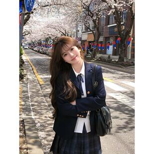 圣研高西装 三粒扣绀色正统百搭外套校供 外套学院风jk制服西服套装