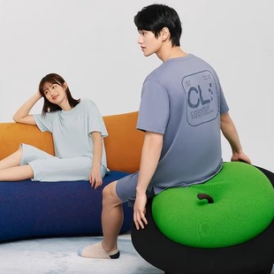 三枪睡衣套装女士2023春夏新品纯棉薄款透气男短袖宽松全棉家居服