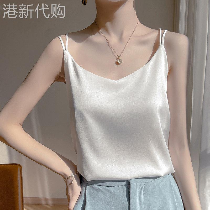 吊带背心女夏季新款西装内搭白色美背缎面显瘦时尚气质打底衫上衣