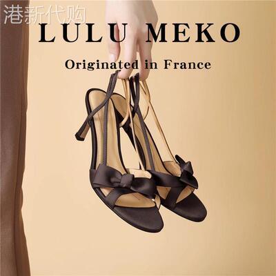 LULU MEKO~绝美凉鞋今年新款真丝绸缎细跟高跟鞋露趾一字带凉鞋女