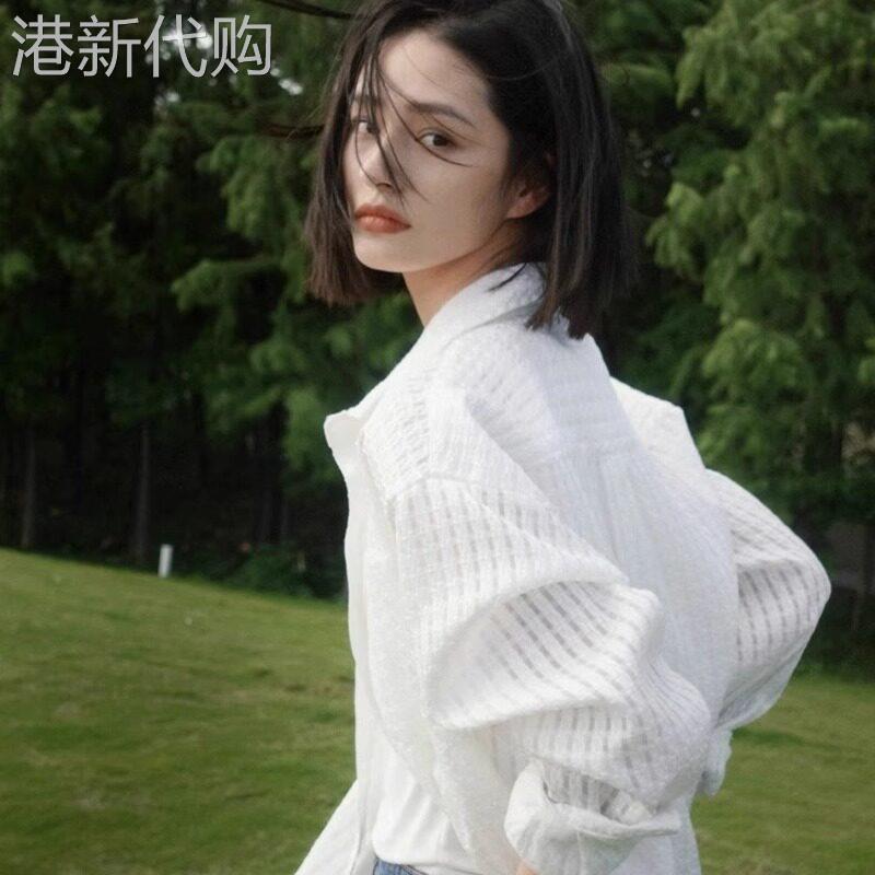 白色雪纺长袖衬衫女2026新款秋季韩版Polo领设计感小众慵懒风上衣