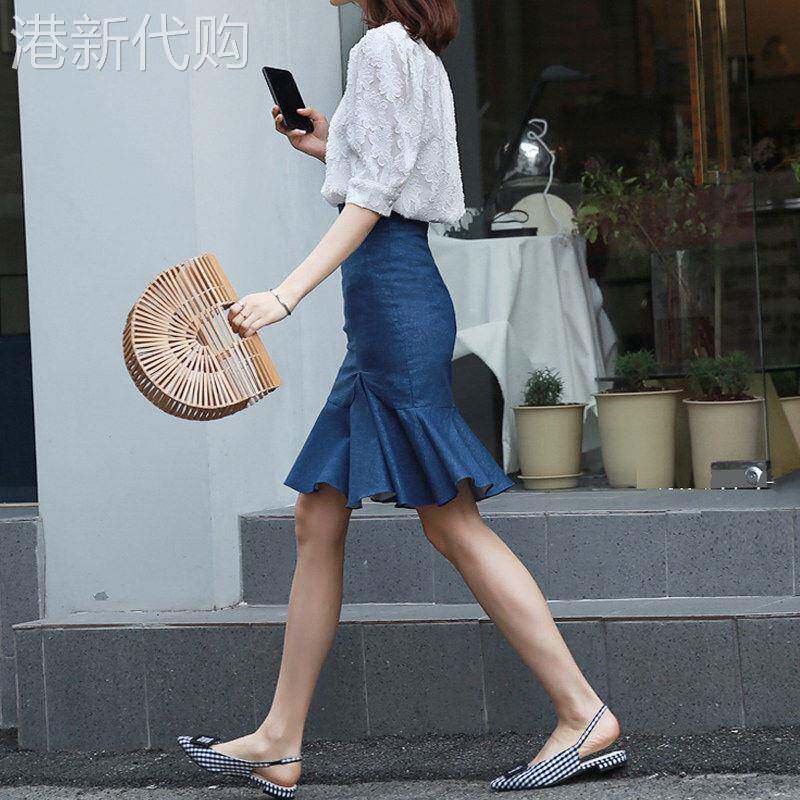 牛仔半身裙女夏季薄款高腰显瘦包臀裙新款气质一步短裙a字鱼尾裙