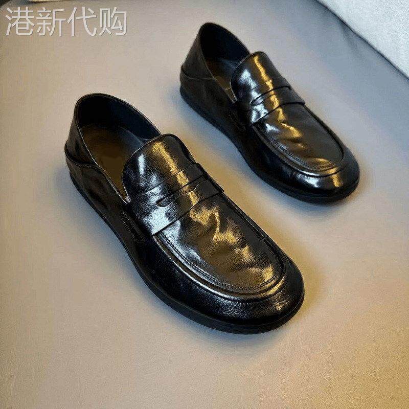 潮牌新款高端时尚休闲皮鞋男士韩版潮流懒人一脚蹬开车软底豆豆鞋