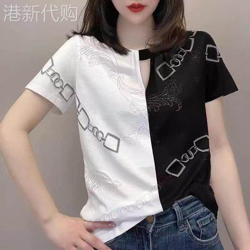 韩版纯棉短袖T恤女2026春夏新款欧洲站宽松休闲百搭刺绣打底上衣
