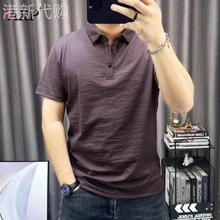 高端亚麻polo衫男士短袖t恤2026新款夏季薄款棉麻料纯色半袖男款