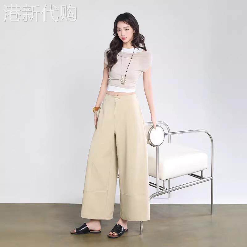 黑色阔腿休闲裤女夏2026新款高腰显瘦九分直筒裤百搭宽松垂感西裤