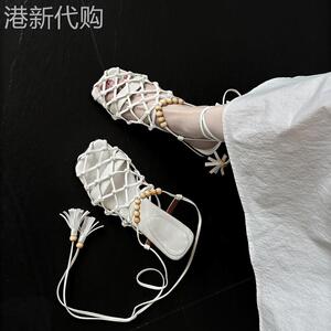 神秘沙丘~泰国波西米亚编织镂空罗马鞋绑带凉鞋女夏日透气网面鞋