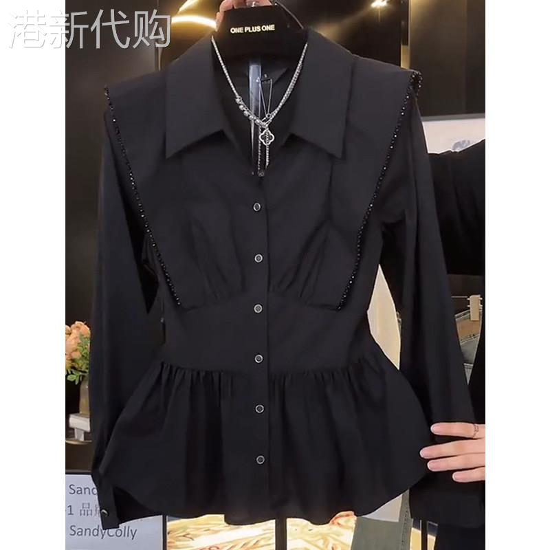 黑色长袖衬衫女2026新款春秋高级感轻奢减龄洋气大码胖mm衬衣上衣
