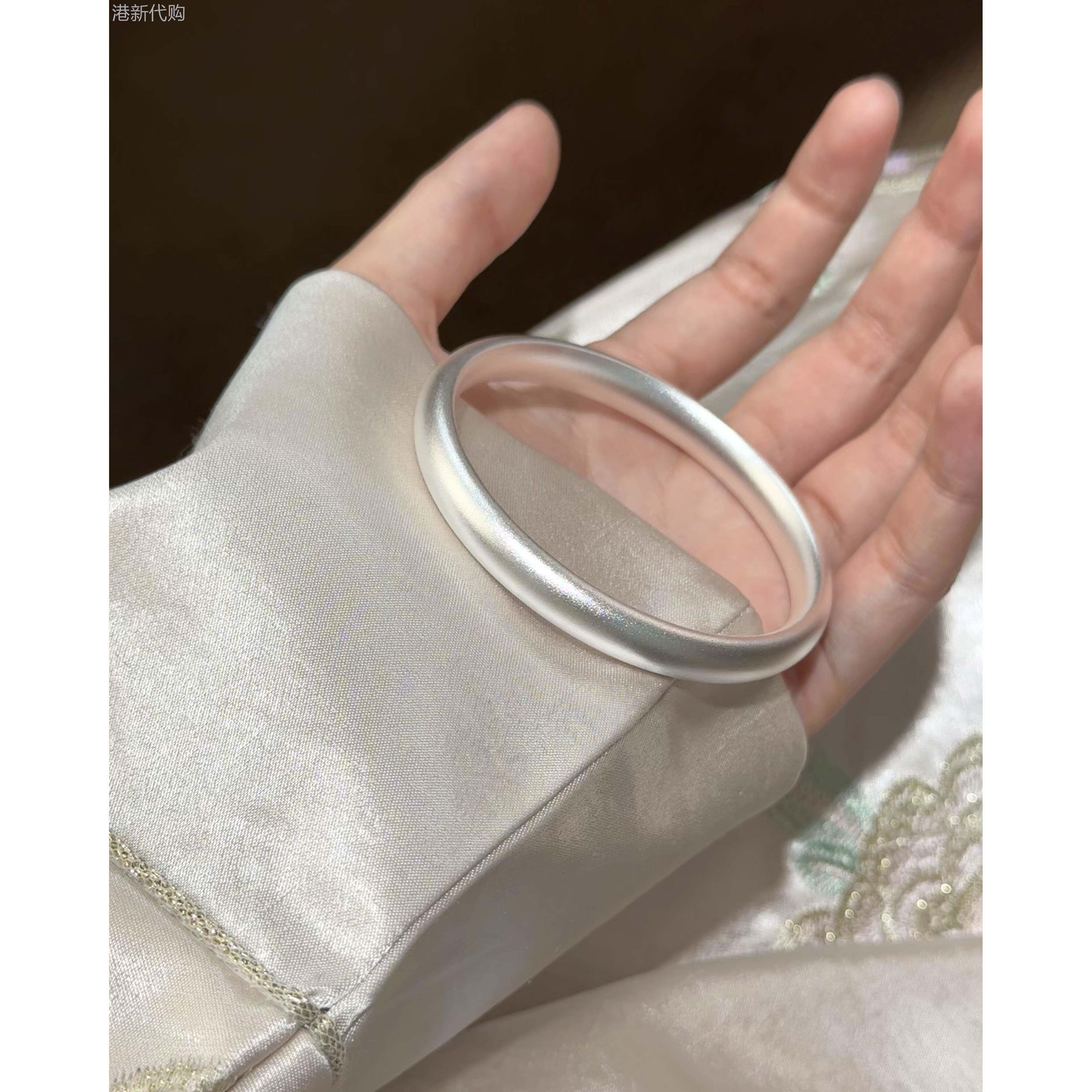 足银古法宽版泥鳅背银手镯女9999闭口复古素圈银镯子送女友礼物