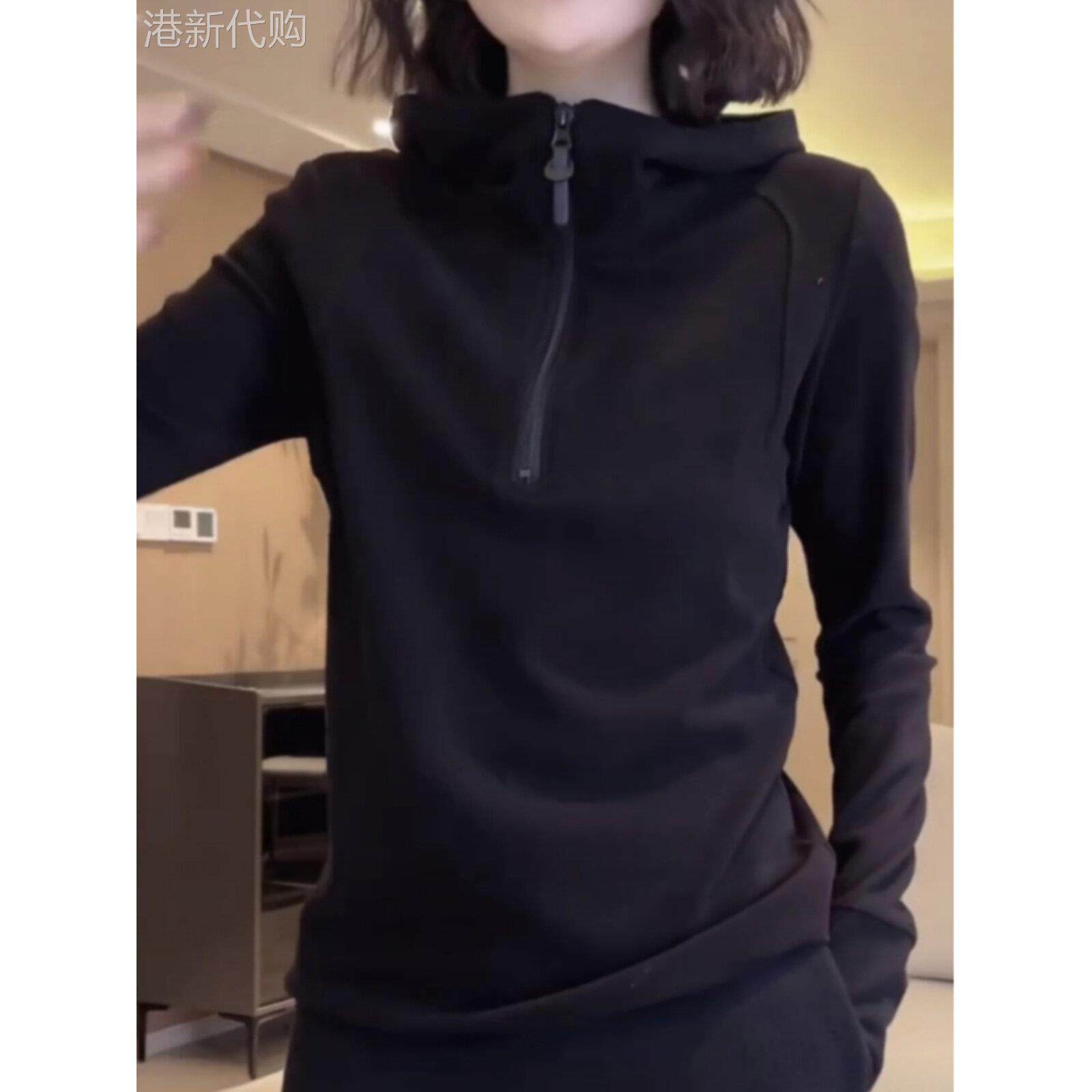 加厚德国天鹅绒连帽运动衫的妇女,春秋季半拉炼,修身,可以穿在