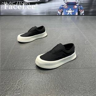 FaceLee设计师联名款老北京布鞋男厚底帆布板鞋一脚蹬懒人休闲鞋