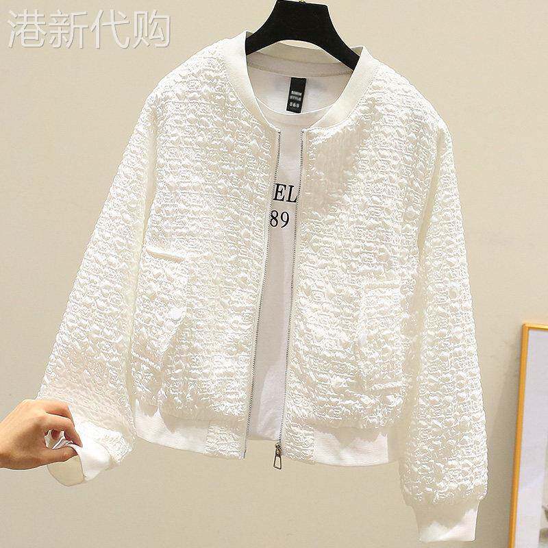 棒球服女春秋薄款2026年新款韩版宽松百搭白色休闲夹克外套上衣潮