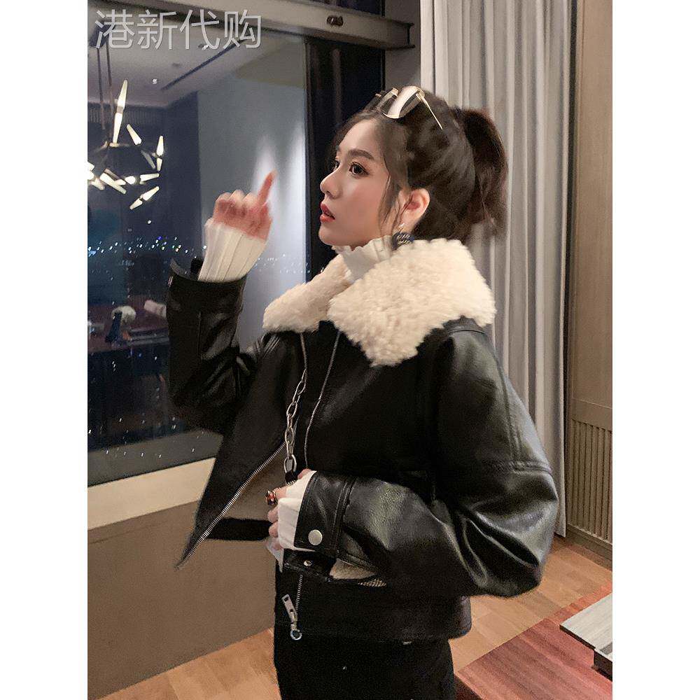 皮衣外套女秋冬2025年新款加绒加厚短款小个子黑色机车皮夹克上衣