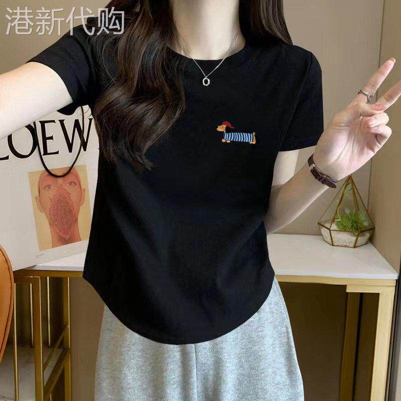 纯棉短袖T恤女夏季2026新款修身显瘦圆领大码胖MM减龄不规则上衣