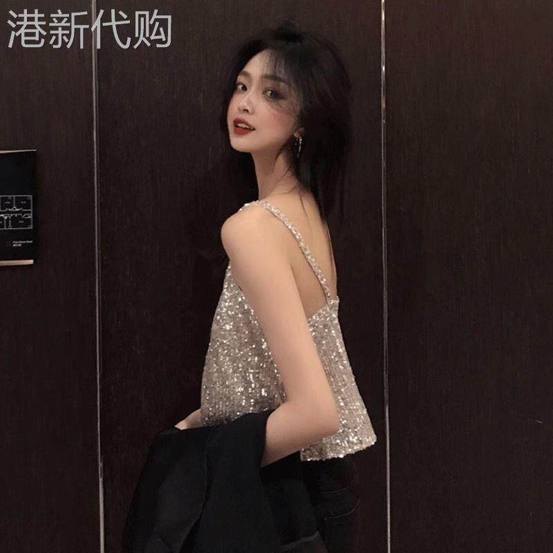 纯欲泫雅风超火蹦迪超闪chic小吊带背心女内搭外穿辣妹上衣ins潮