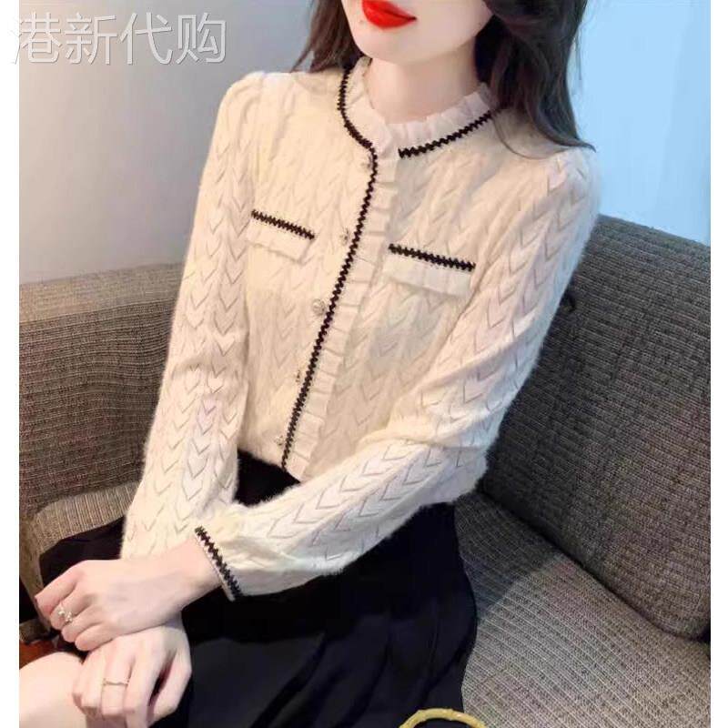 小香风衬衫女长袖春秋季2026新款时尚洋气小衫蕾丝打底衫内搭上衣