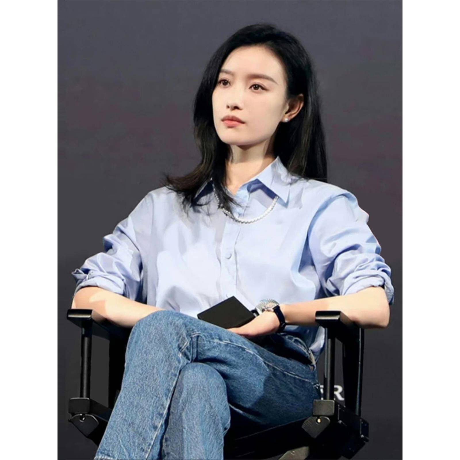 法国M家倪妮同款衬衫女2024新款明星复古简约宽松百搭衬衣