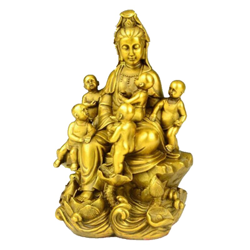 全铜五子观音佛像家居观音菩萨玄关全铜摆件工艺品中式
