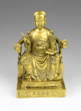 纯铜文曲星神像书房装饰品