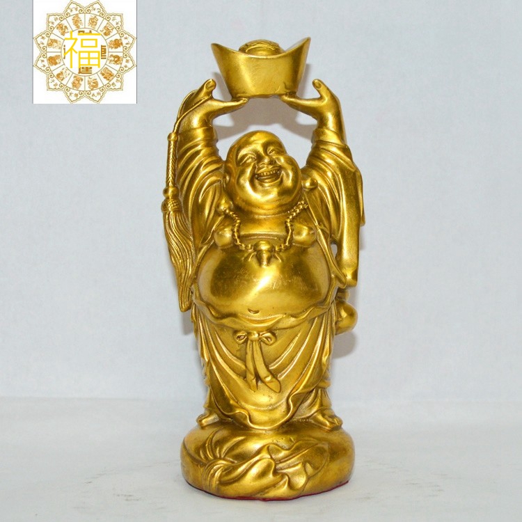 全黄铜弥勒佛像摆件大肚佛像手举元宝笑佛家用装饰品礼品中式-封面