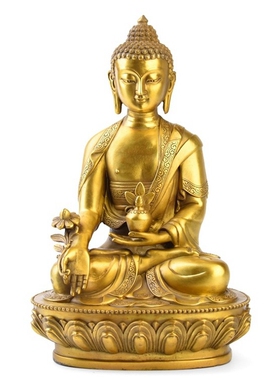 全铜药师佛像摆件三宝佛像三世佛家用客厅装饰品摆设工艺品中式
