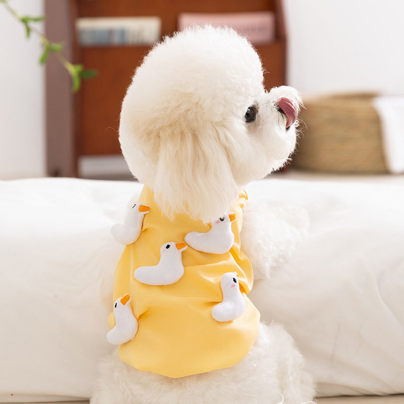 立体小黄鸭连衣裙小型犬比熊猫咪夏季薄款透气宠物狗狗衣服猫衣服