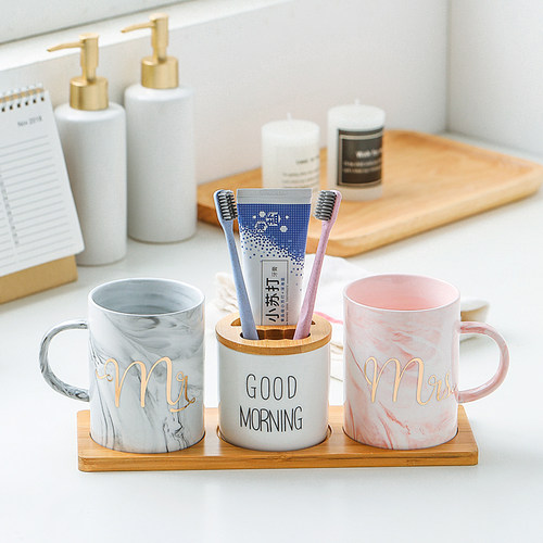 北欧创意漱口杯家用陶瓷刷牙欧式