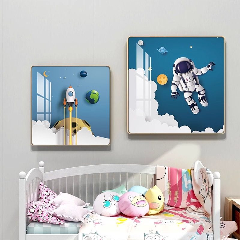 现代儿童房装饰画男孩卧室背景墙床头挂画太空宇航员挂墙创意壁画,家居饰品,现代装饰画,淘宝优惠券,粉丝福利购,淘宝优惠卷