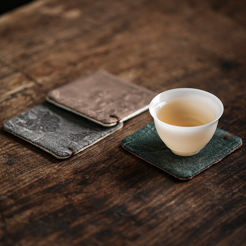 手工布艺杯垫方形茶具隔热餐桌咖啡杯垫创意茶杯垫子功夫茶道配件