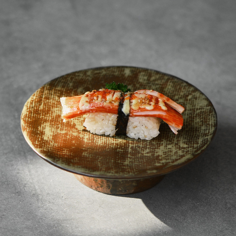 日式料理寿司盘子织布烧手作粗陶水果点心托盘创意陶瓷壶承供盘