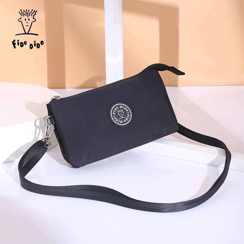 菲都狄都女款小手包手拿零钱包手机包手提斜挎两用尼龙防水包