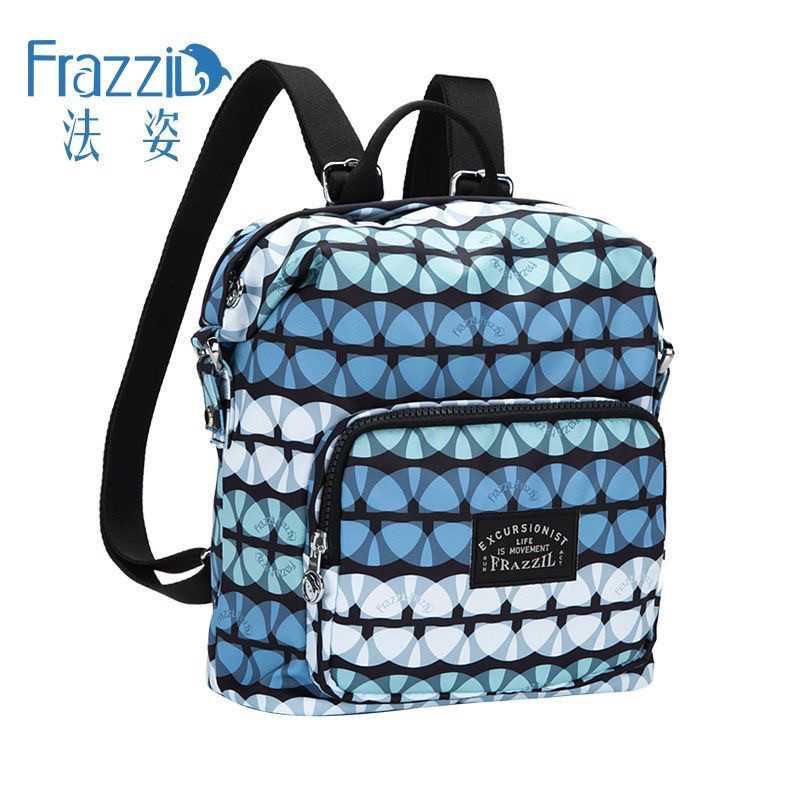 Frazzil/法姿花色时尚双肩背包女欧美百搭新款休闲尼龙布旅游背包