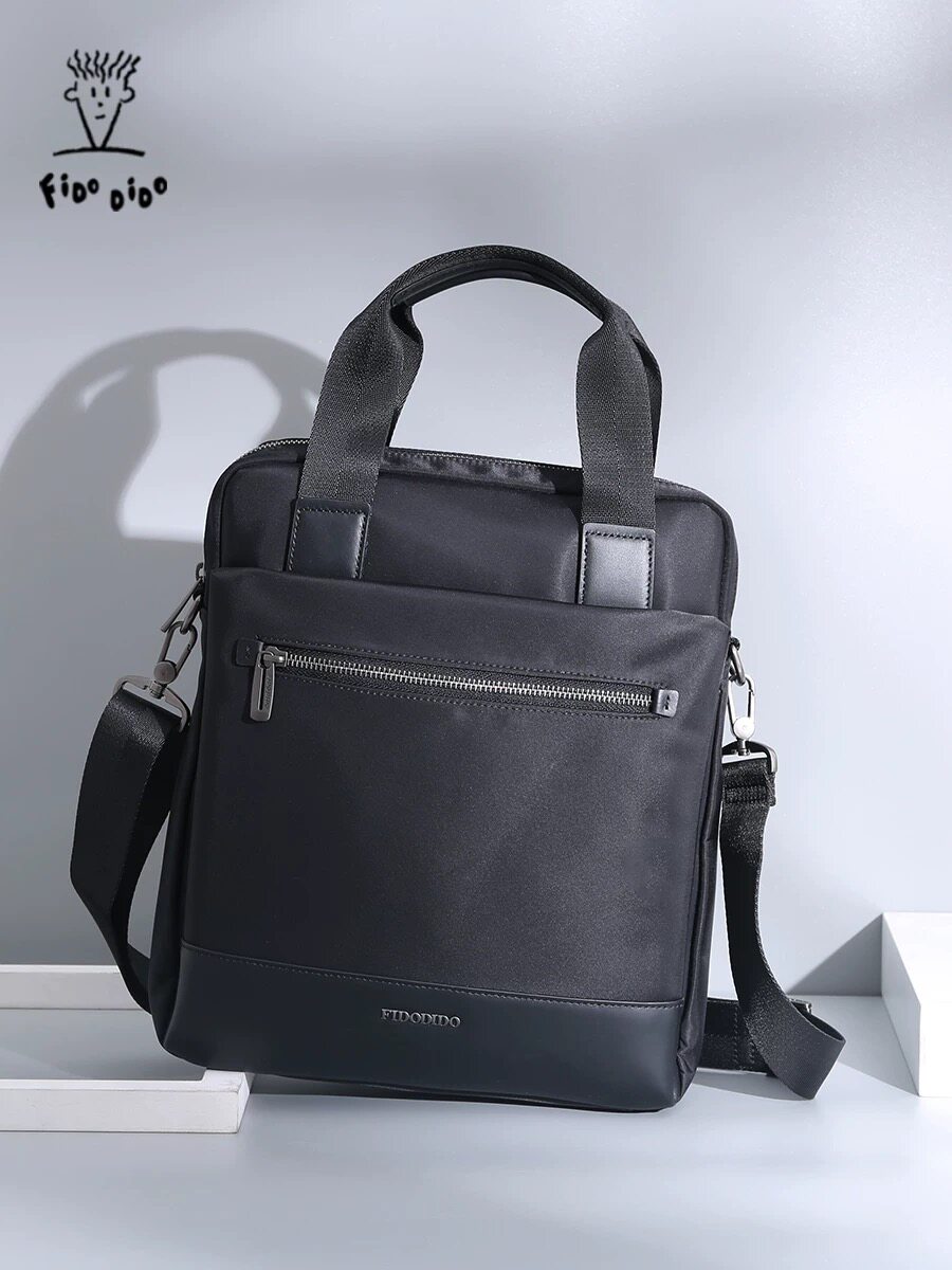 菲都狄都男士斜挎包商务休闲单肩包手提包多隔层大容量防水斜挎包
