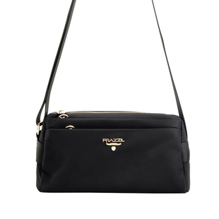 法姿斜挎包女2024新品轻便帆布单肩小包黑色百搭妈妈时尚休闲包