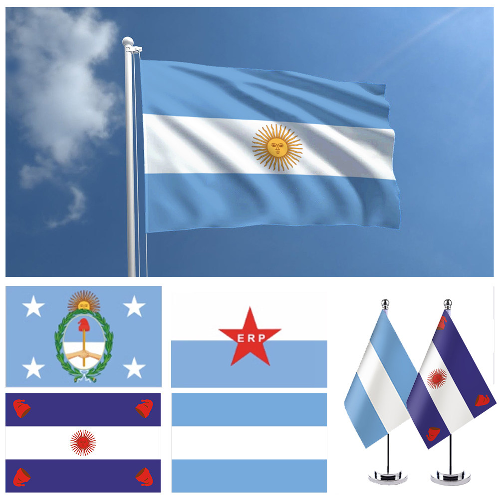 阿根廷历史旗 老国旗 金色银色单杆桌面小旗台 各尺寸可定制