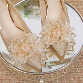 婚鞋 女秀禾婚纱两穿新娘鞋 2025新款 法式 亮闪闪水晶高跟鞋 不累脚