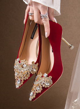 婚鞋新娘鞋红色高跟鞋夏季女2026新款不累脚敬酒中式秀禾服结婚鞋
