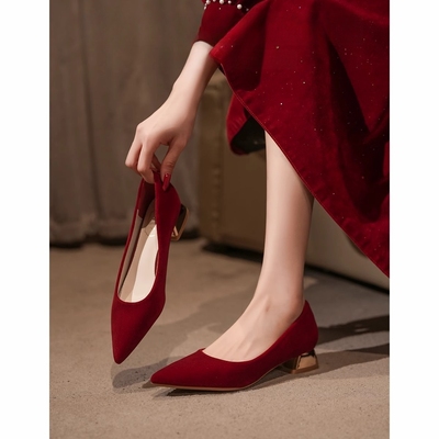 低跟婚鞋女2025新款秀禾婚纱两穿