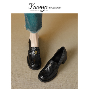 原野定制厚底高跟英伦风冬季单鞋粗跟加绒乐福鞋春秋jk鞋子小皮鞋
