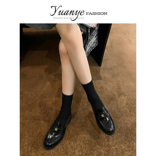 原野Yuanye●真皮粗跟乐福鞋女2025春季新款凯旋门金扣小皮鞋单鞋