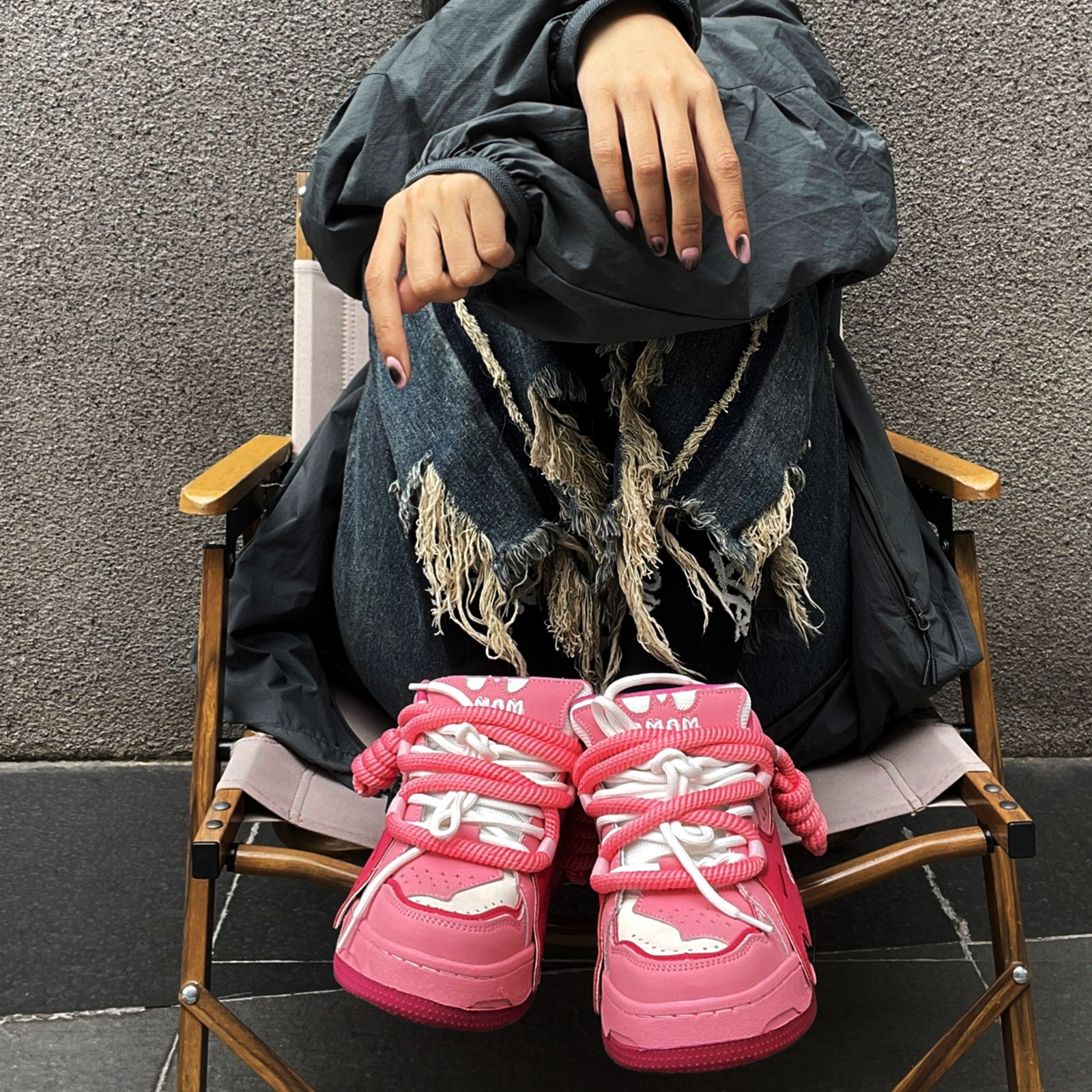 广州鞋蝙蝠鞋【粉红骑士】面包鞋厚底增高板鞋子男女情侣鞋男潮鞋