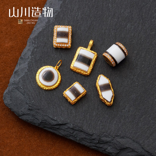 18K金配件diy药师珠玛瑙隔珠吊坠
