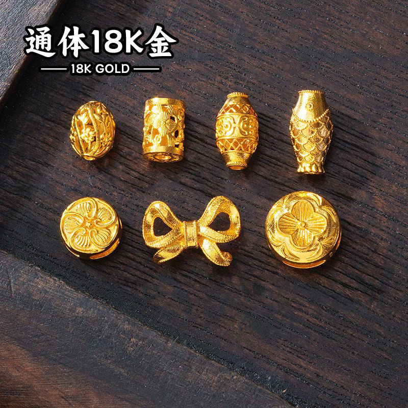 18K金配件diy古法金隔珠手工编手串手绳手链配珠垫片隔片珠宝配饰
