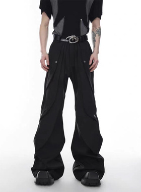 2025新高级感痞帅潮牌小众高腰长裤分割解构微喇叭重磅西裤休闲裤