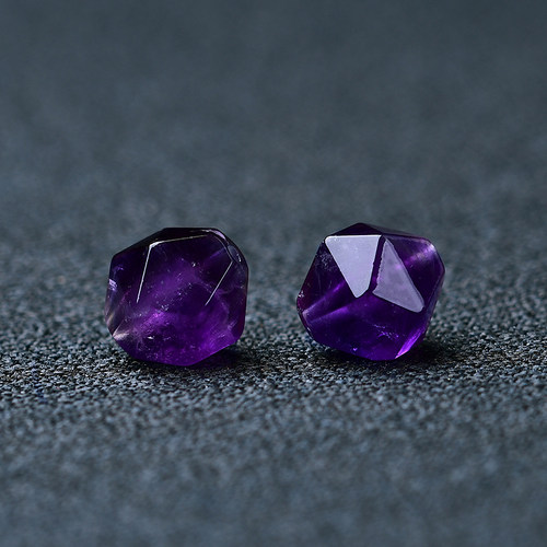 天然紫水晶钻石面切面散珠子菱形刻面不规则散珠diy手工编织手链